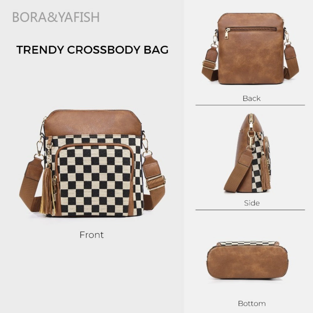 Laptop Bag – for Travel & Everyday Use, Checkerboard Zipper Messenger Color Block | Bag Vero – detail view 4