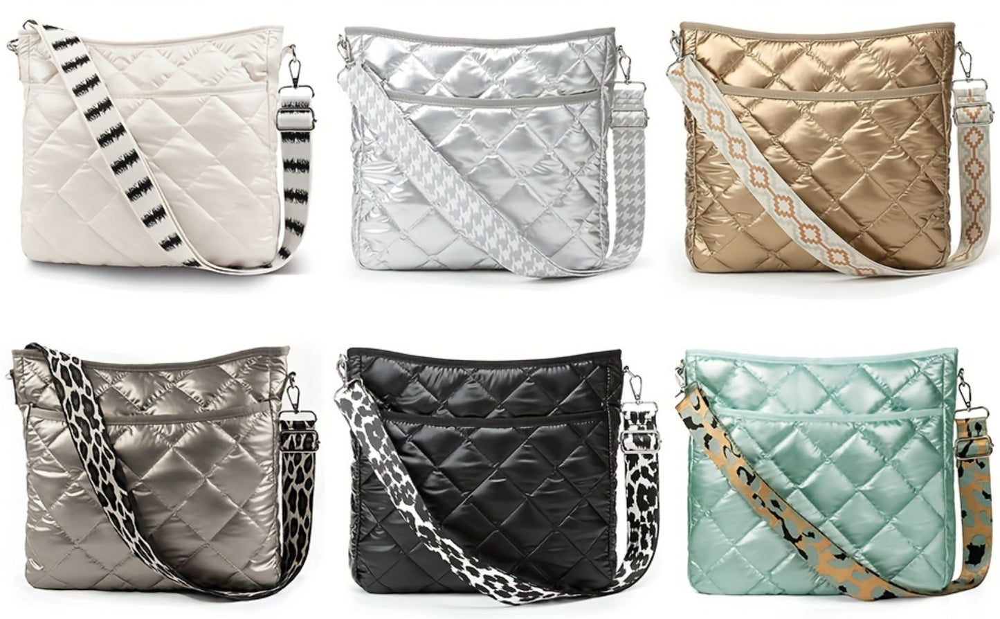 Lychii Quilted Crossbody Bag, Puffer Shoulder Bag, Tote Bag with Zipper, Fashion Quilted Ladies Handbag