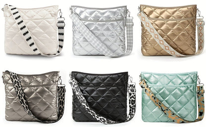 Lychii Quilted Crossbody Bag, Puffer Shoulder Bag, Tote Bag with Zipper, Fashion Quilted Ladies Handbag