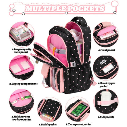 3pcs Teenage School Backpack Handbag Storage Bag Set | 15.6-inch Laptop Backpack, Cute and Large Capacity with Multiple Pockets, Smooth Zipper, Casual Style, Lightweight, Trolley Sleeve, for Back to School and Daily Use, For Teenager, For Teenager