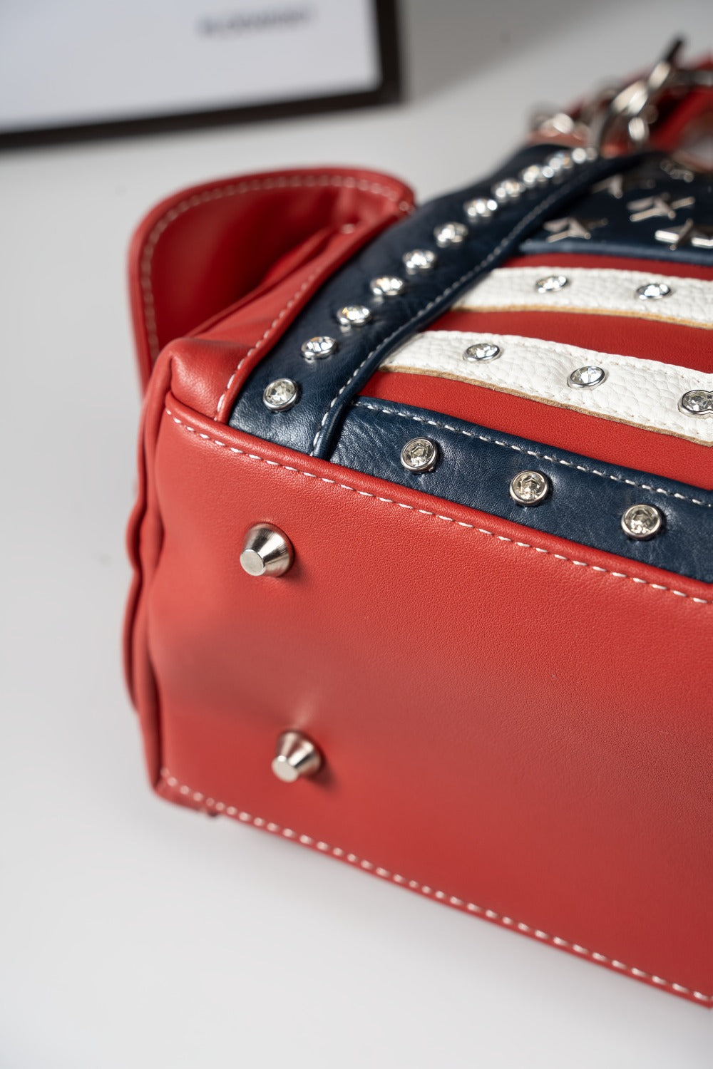 American Flag USA Stars And Stripes Patriotic Faux Leather Purse Women Rhinestone Country Handbag Wallet Set Red White And Blue