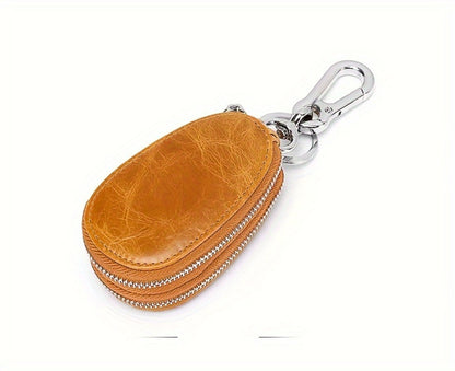A Multifunctional Double-Layer Car Key Pouch for Men, Featuring a Retro Leather Design, Smart Folding Key Protection, And a Stylish Business Wallet