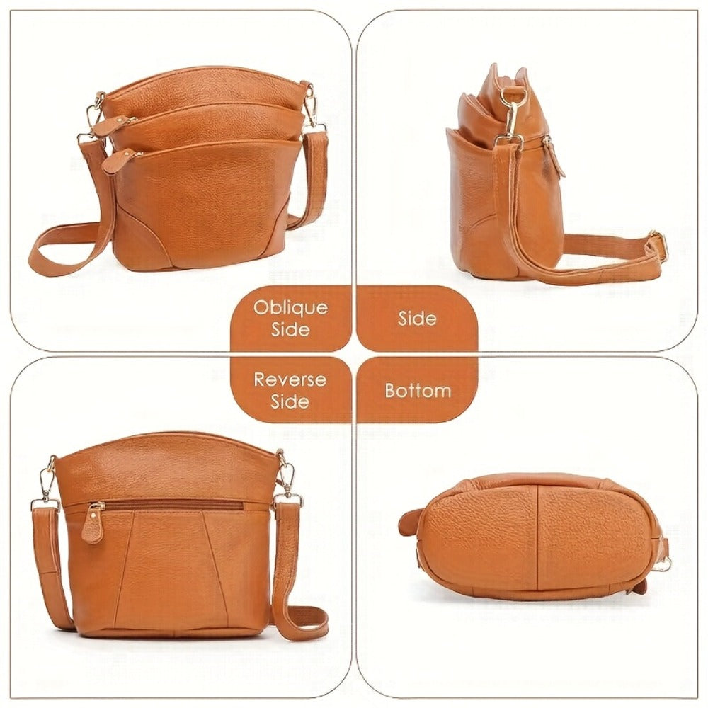 Premium Genuine Cowhide Leather Crossbody Bag for Men And Women - Luxurious, Adaptable, And Roomy with Plenty of Storage - Handbag Purse Organizer with Pockets for Smartphones