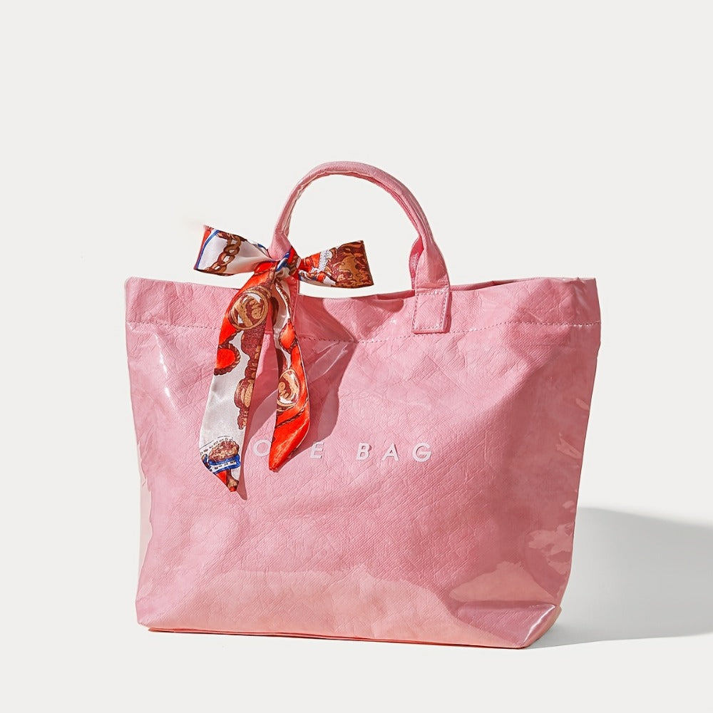 Tote Bag for Women – for Work, Large Plastic Stylish Letter Print | Bag Vero – detail view 12