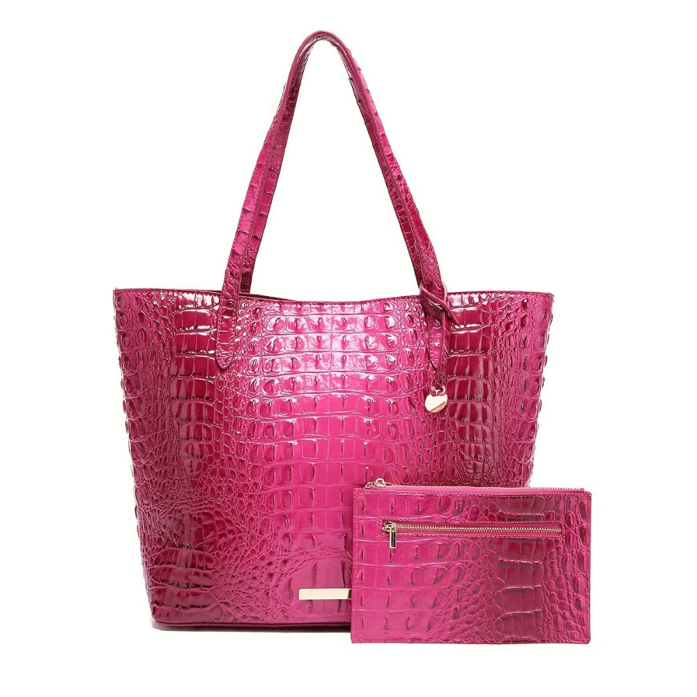 Tote Bag for Women – Large Capacity, Crocodile Pattern Two Piece Set | Bag Vero – detail view 16