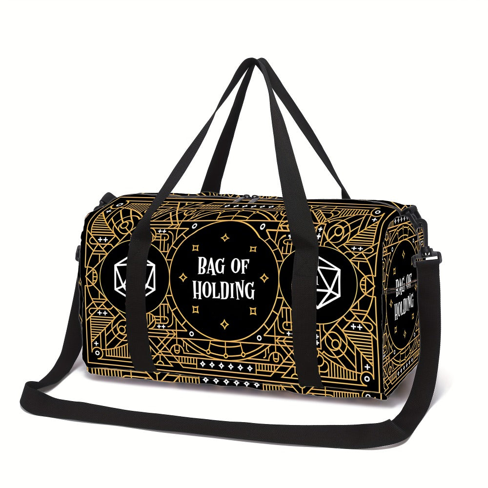 Large Capacity Lightweight Gym Bag - Heavy-Duty Polyester Duffel with Golden-Tone Hardware, Beige/Black/White/Gray/White Color Options, Unisex Fitness & Travel Bag for Men & Women, Spacious Main Compartment & Front Pocket, Durable Reinforced Edges, Ideal