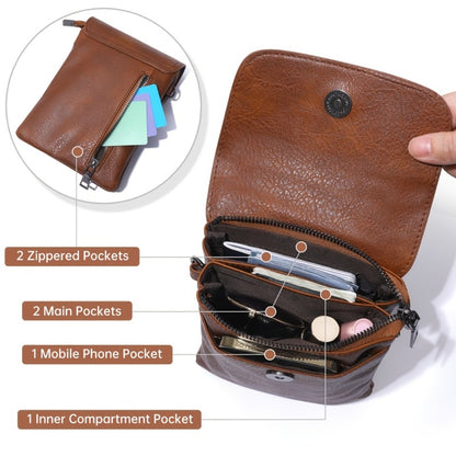 Ladies' Crossbody Purse - Adjustable Strap, Zip Closure, Multiple Compartments for Phone And Essentials, Brown, Phone Holder | Easy Design, Compact Crossbody Purse, Holiday Gift