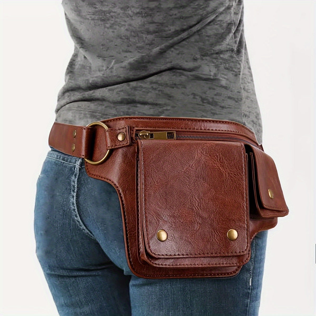 Waist Bag – Multi-Pocket, Leather Waist Metal Buckle Multi | Bag Vero – detail view 14