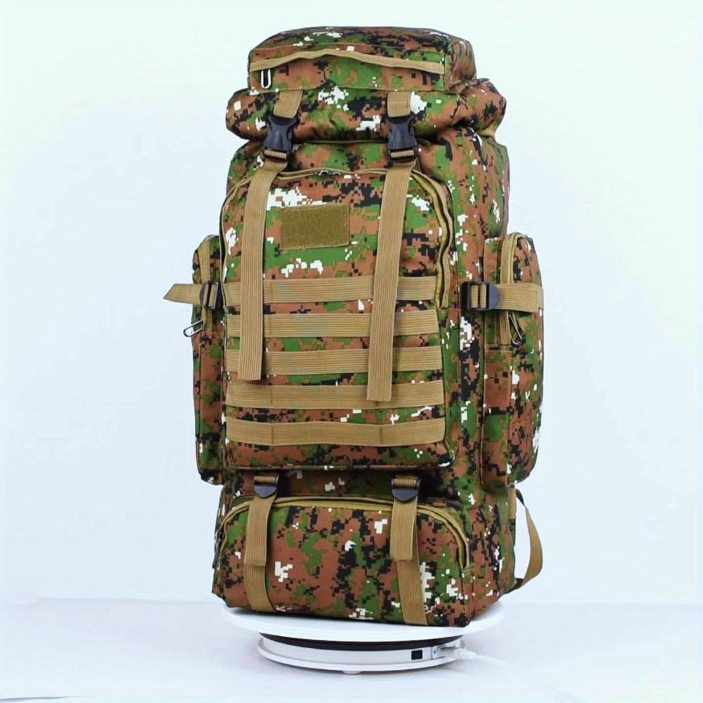 21.13gal Outdoor Camping & Hiking Backpack, 2pcs Set With Backpack And Flag Icon