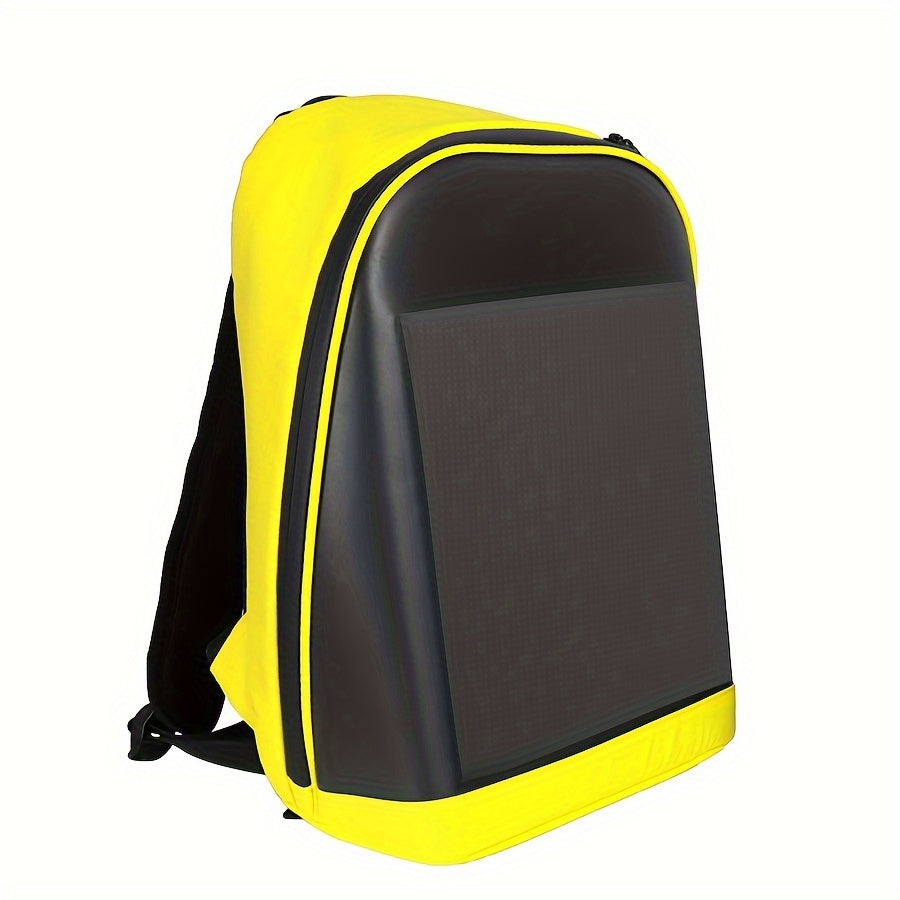 LED Baseball-Themed Backpack with Pixel Display - Nylon, Casual Style, USB Charging, App Control, Adjustable Straps for Daily Commute & Leisure - Bright Yellow with Black Accents, Adjustable Backpack|Gaming Accessory|Usb Powered Bag