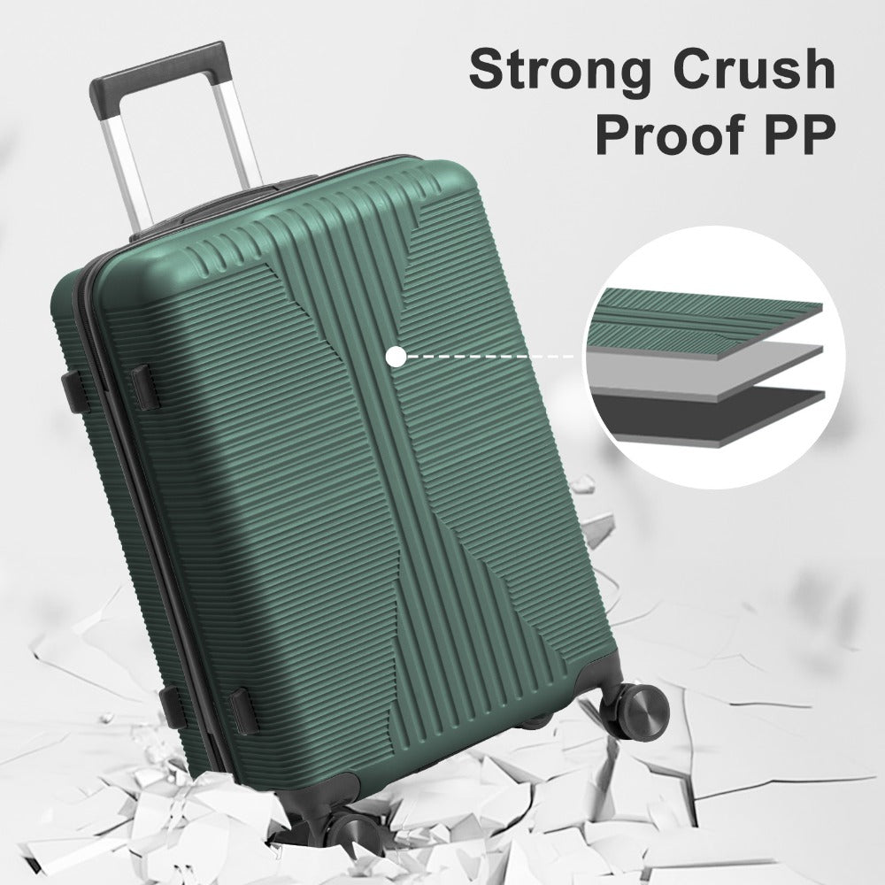 Luggage, 1pc PP Durable Suitcase with Spinner Wheels, Hard Shell Lightweight Luggage, Large Checked Travel Suitcases, 20/ 24/ 28 Inch, for Short Trips, Returning to School, Business Trips, Gift