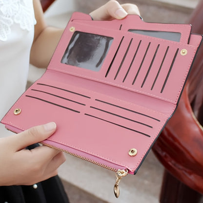 Fashion Cute Bowknot Long Wallet, Zipper Multi-card Clutch Coin Money Purse, Women's PU Leather Phone Handbag, Credit Card Holder
