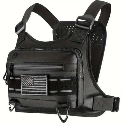 [Tactical Chest Bag] Men's Tactical Chest Bag - Lightweight Adjustable EDC Running Chest Pack - Multi-Pocket Outdoor Vest for Running, Hiking, Cycling & Exercise - EVA Breathable Material - Unisex Sports Chest Pouch for Outdoor Activities