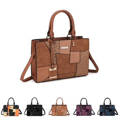 New Fashion Large Capacity Splicing Color Handbag Casual All Fashion Women'S Single Shoulder Crossbody Bag
