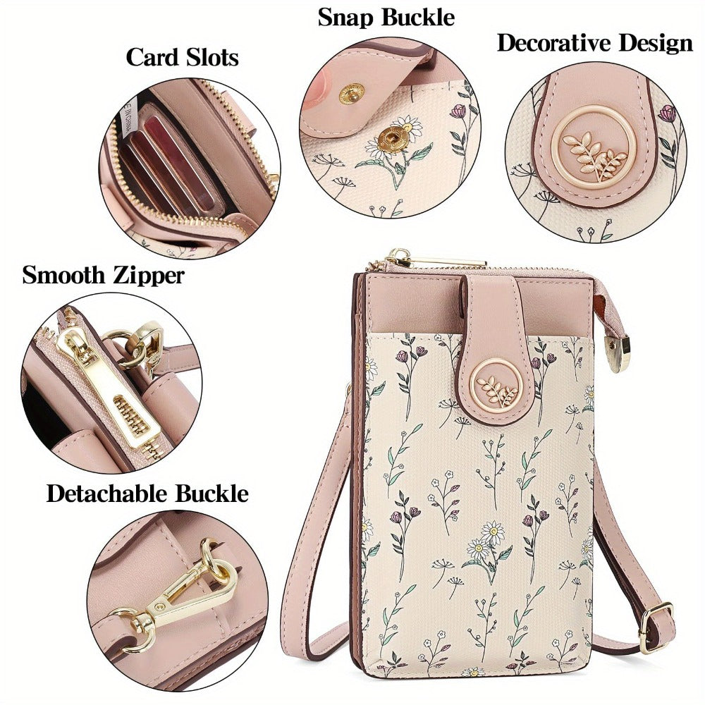 GAEKEAO Women's RFID Blocking Anti-Theft Wallet Purse - Genuine Leather Crossbody Bag with Credit Card Slots, Wrist Strap & Snap Closure, Compact Phone Holder Suitable for Cell Phone, Essentials, Travel, Everyday Use