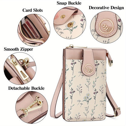 GAEKEAO Women's RFID Blocking Anti-Theft Wallet Purse - Genuine Leather Crossbody Bag with Credit Card Slots, Wrist Strap & Snap Closure, Compact Phone Holder Suitable for Cell Phone, Essentials, Travel, Everyday Use