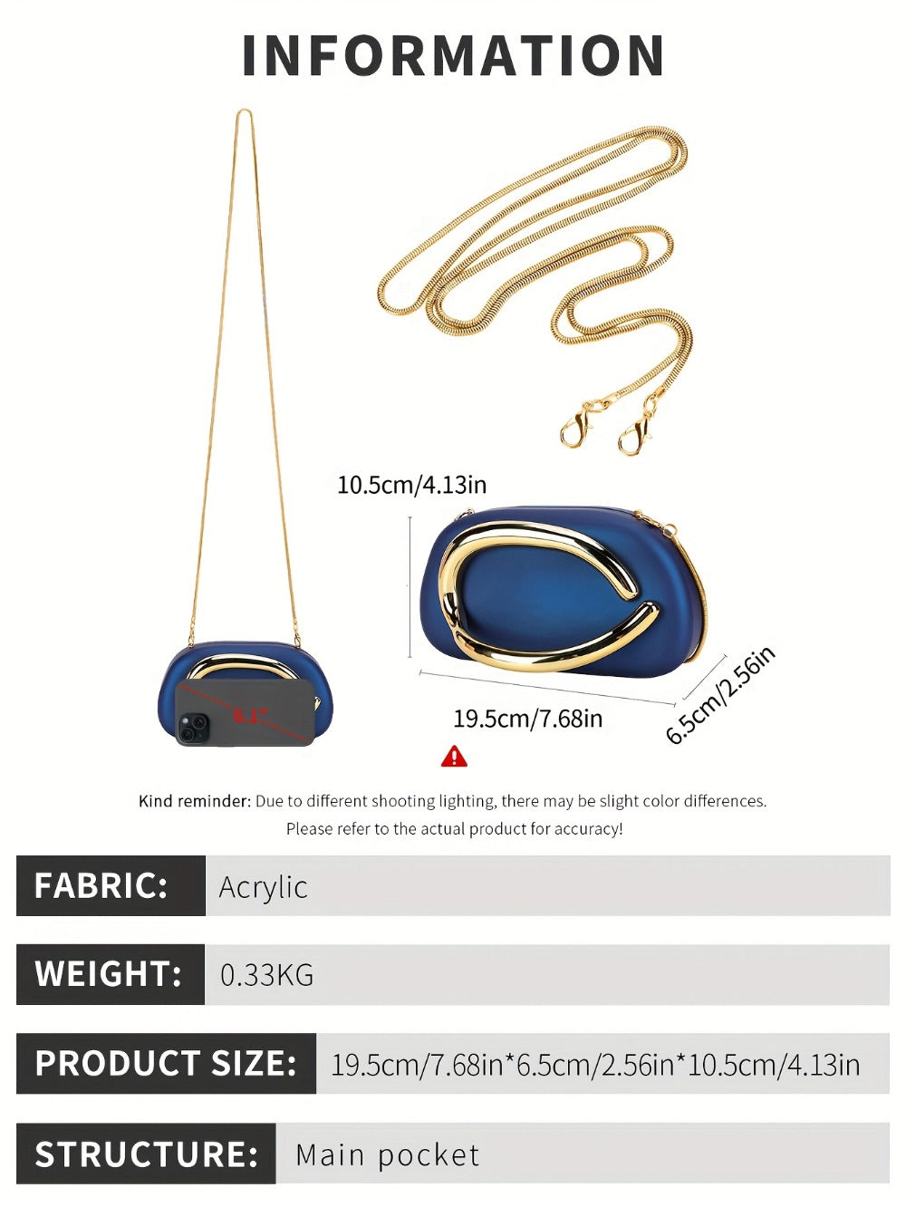 Women's Wallet – Acrylic Evening Clutch Golden Metal | Bag Vero – detail view 10