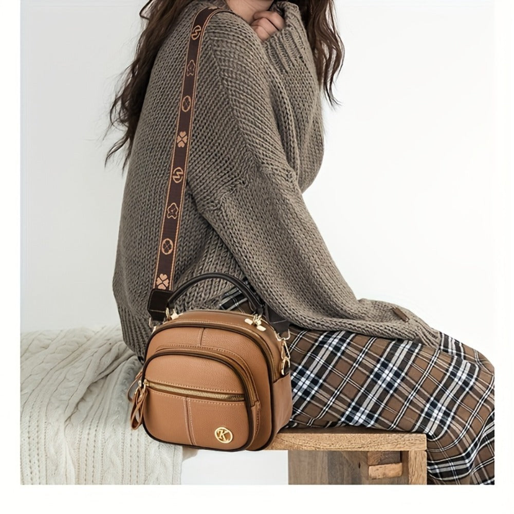 Ladies' Fashionable And Versatile Small Handbag, Multi Pocket Casual Single Shoulder Crossbody Bag, Layered Design with Adjustable Shoulder Straps