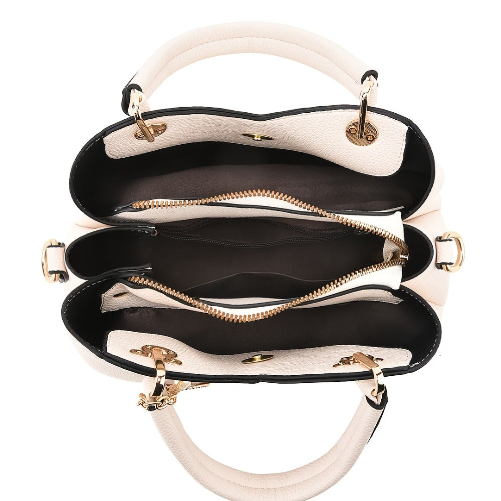 Fashionable Handbag for Women - Elegant Tote with Zipper Closure and Polyester Lining