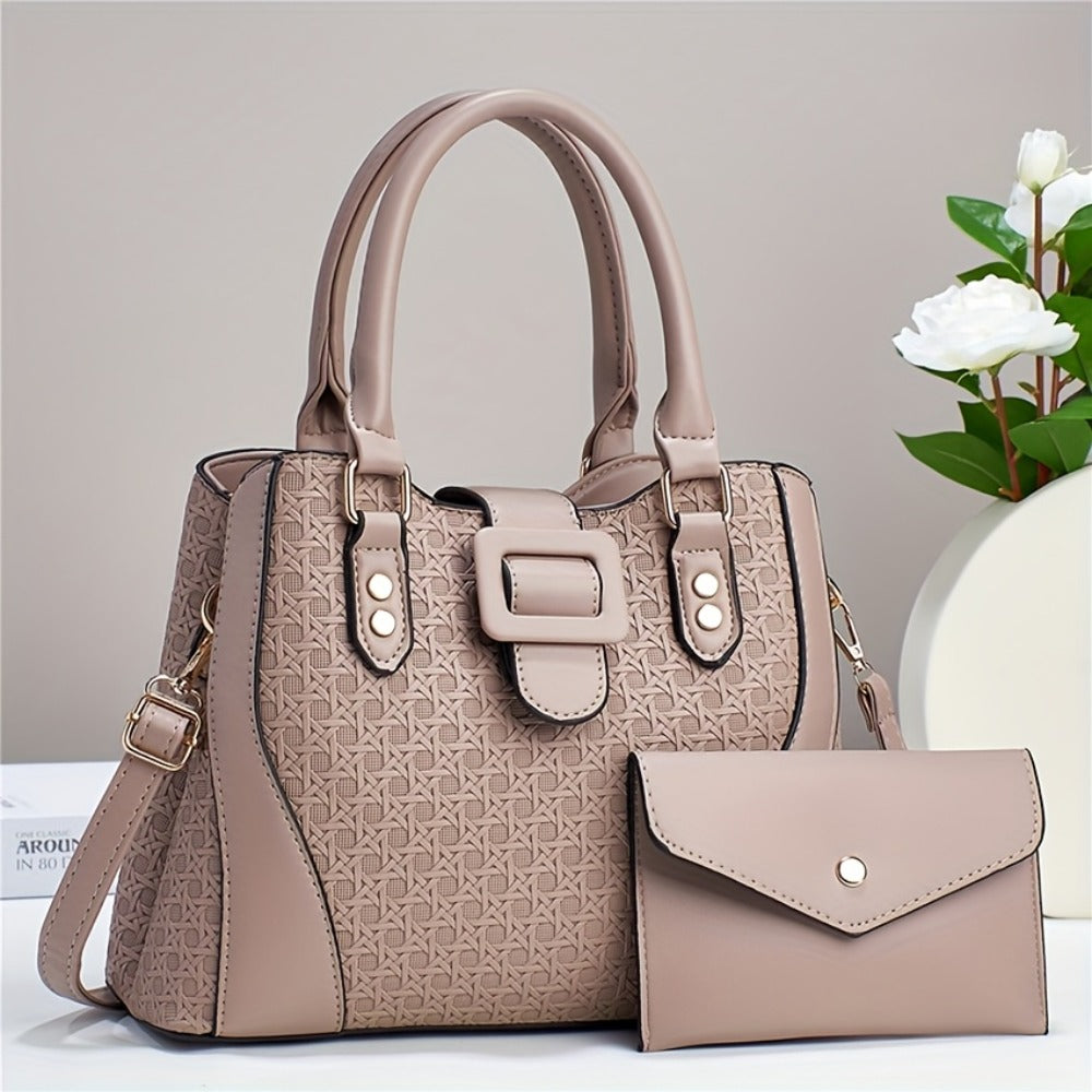 Fashion Woven Pattern Women'S Bag Set, Large Capacity Handbag, Casual Versatile Shoulder Bag, Crossbody Bag