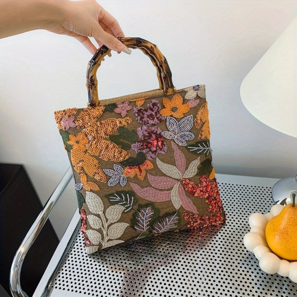 Women's Wallet – Retro Bamboo Handle Embroidery Sequin | Bag Vero – detail view 8