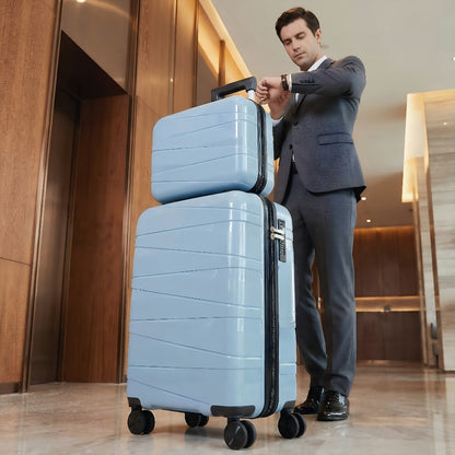 Luggage Box, Duffel Bag, Suitcase, Briefcase, 20-inch Luggage + 14-inch Handbag Set, 360° Rotatable Wheels, ABS High-hard Material, Phone Holder, Suitable for Students And Various Purposes Such As Going to School, Business Trips, And Traveling.