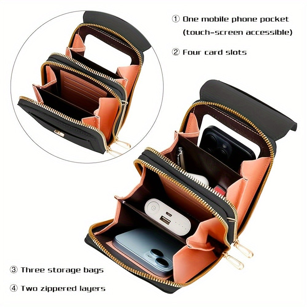 Women'S Fashion Transparent Mobile Phone Bag Coin Wallet - Adjustable Shoulder Straps, Zipper Pocket, Versatile Transparent Mini Wallet Mobile Phone Bag - Daily Use And Perfect Gift
