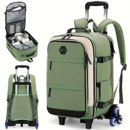 Backpack with Six Wheels, Designed for Business And Travel Commuting, Can Be Taken on Board, Features a Compartment for Laptops, Fits 17-Inch Laptops, Suitable for Adults