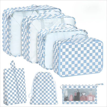Multi-functional Travel Luggage Packaging Storage Bags, (Black/Pink/Blue/Khaki) Packaging Cubes, Suitable for Suitcases, Travel Storage Bags, with Laundry Bags, Storage Shoe Bags, Clothing Underwear Bags, Suitable for Travel And Vacation