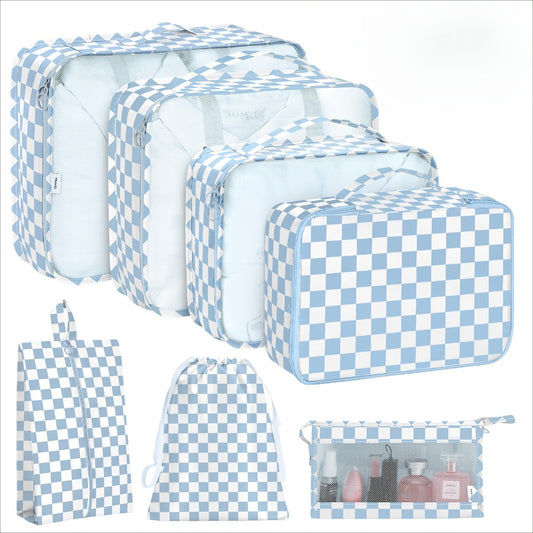 Multi-functional Travel Luggage Packaging Storage Bags, (Black/Pink/Blue/Khaki) Packaging Cubes, Suitable for Suitcases, Travel Storage Bags, with Laundry Bags, Storage Shoe Bags, Clothing Underwear Bags, Suitable for Travel And Vacation