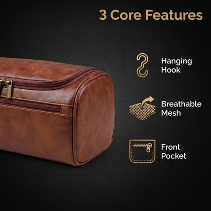 Large Capacity Men's Toiletry Bag, Portable High Quality PU Makeup Bag, Simple Travel Handbag for Business Trips