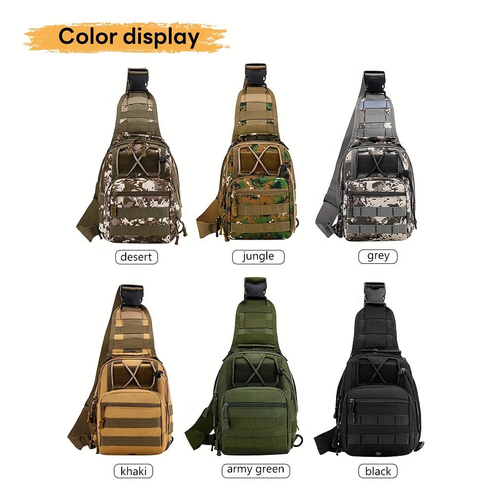 Tactical Chest Bag for Men Women - Digital Camo Design - Multiple Compartments & Molle System - Perfect for Outdoor, Hiking, Cycling, Enthusiasts - Small Items Carrier with US Flag Patch, Outdoor Gear, Hiking Accessories, Rugged Look, Sturdy Zipper, Highq