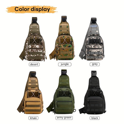 Tactical Chest Bag for Men Women - Digital Camo Design - Multiple Compartments & Molle System - Perfect for Outdoor, Hiking, Cycling, Enthusiasts - Small Items Carrier with US Flag Patch, Outdoor Gear, Hiking Accessories, Rugged Look, Sturdy Zipper, Highq