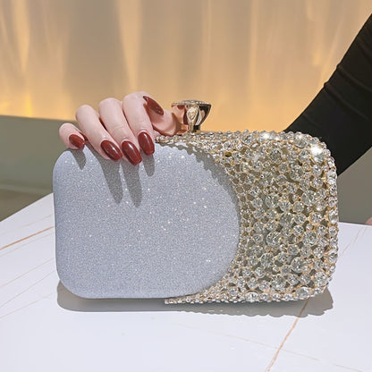 A Sparkling Evening Purse Adorned with Rhinestones And Sequins, Perfect for Vintage-Themed Weddings And Cocktail Parties