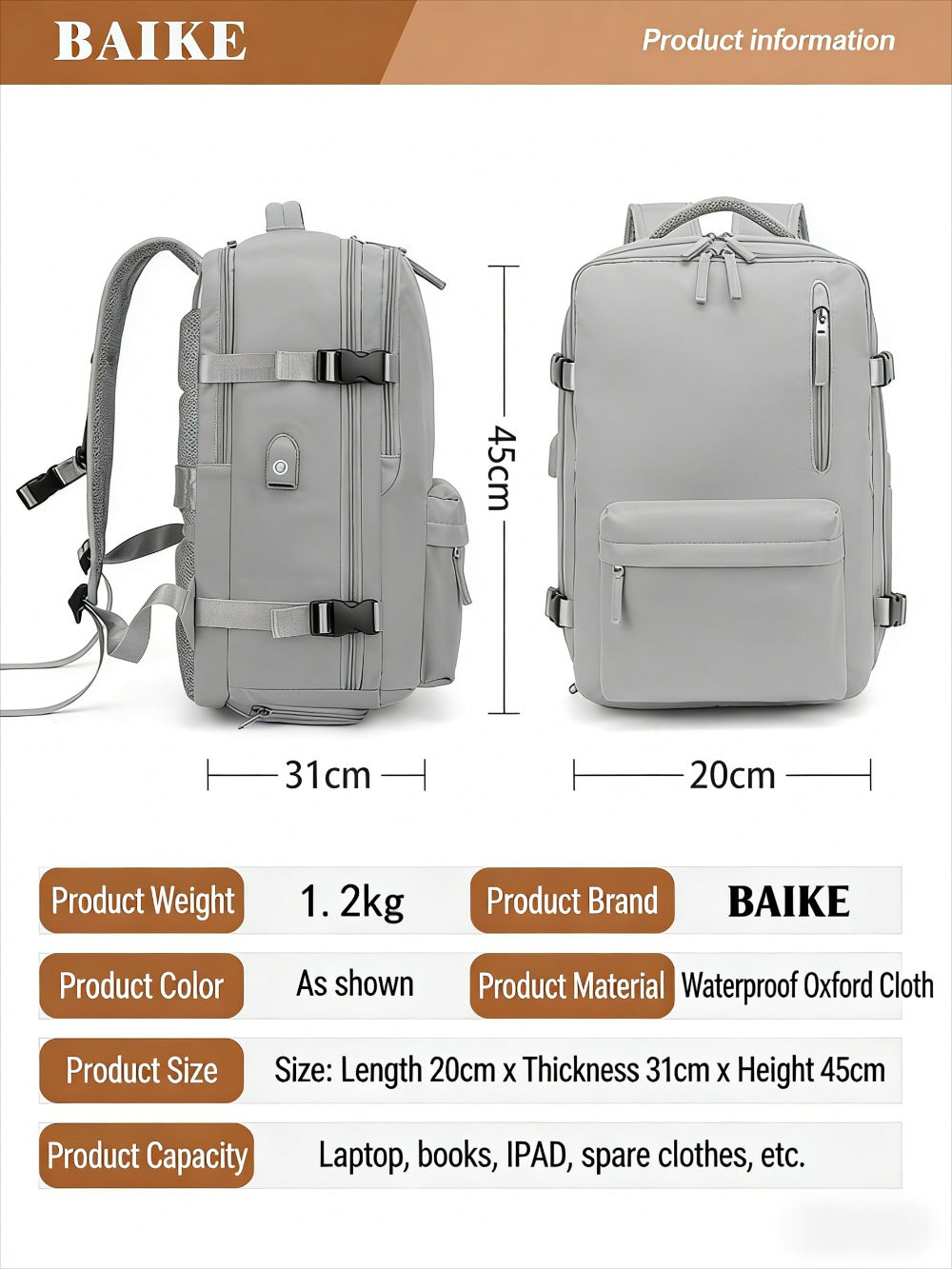 Vacuum Compression Backpack (with Air Pump) Travel Rucksack, Large Capacity and Durable for Business Trips, Hiking and Camping