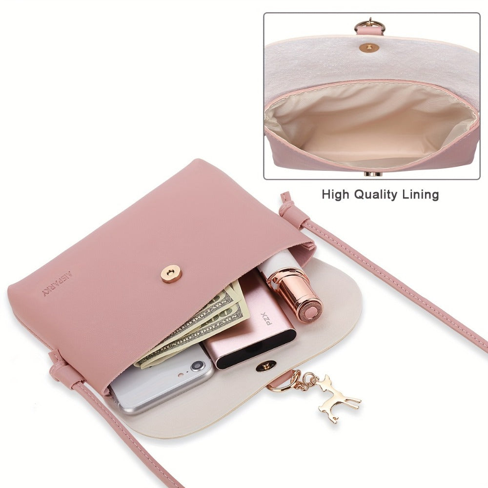1 Women's Mini Crossbody Handbag & Wallet Combo - Lightweight Nylon Detachable Strap Zipper Closure Purse, Grey//, Compact Everyday Bag for Smartphone-Fitting (Ideal Birthday Gift) - Hand Washable or Dry Cleanable