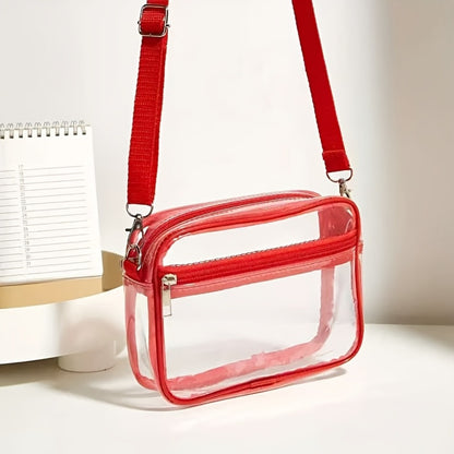 Transparent crossbody PVC bag, stylish High Quality shoulder bag with adjustable strap, versatile for daily use and suitable for sports or concerts to store items
