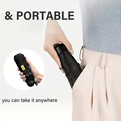 Small Sun Umbrella, Travel Umbrella, Compact Ultra Lightweight Portable Waterproof Folding Umbrella With 6 Reinforced Ribs For Enhanced Sunlight And UV Protection, Suitable For Both Sunny And Rainy Days With Casual, Minimalist And Stylish Design.