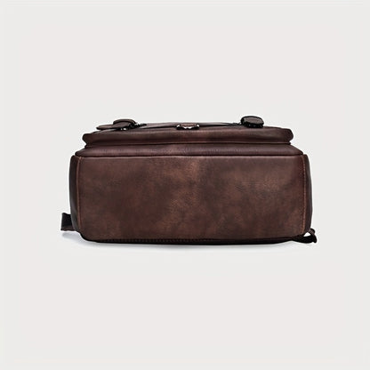 Retro PU Backpack With USB Function, And Stylish Casual Backpack, Suitable For Commuting And Office, Can Accommodate 15.6-inch Laptops