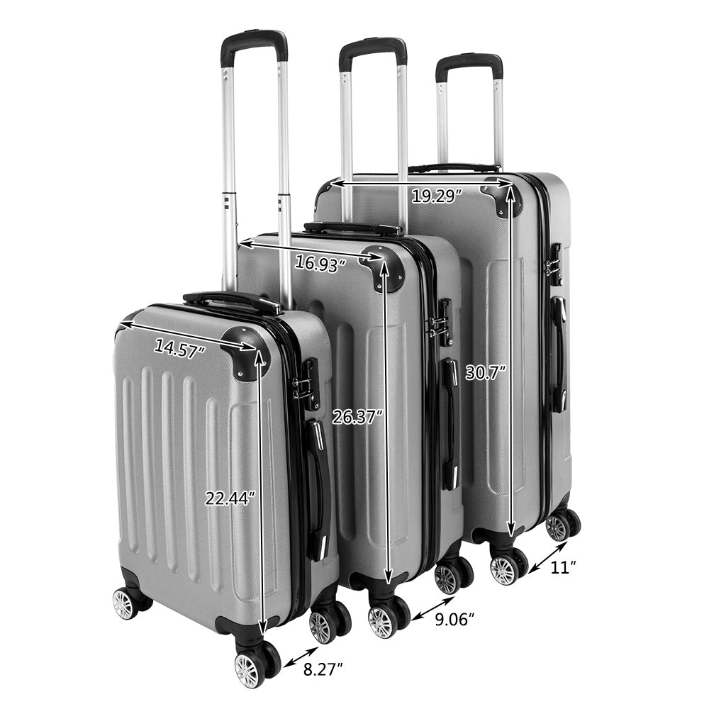3-in-1 Portable ABS Trolley Case luggage 20" / 24" / 28" Purple