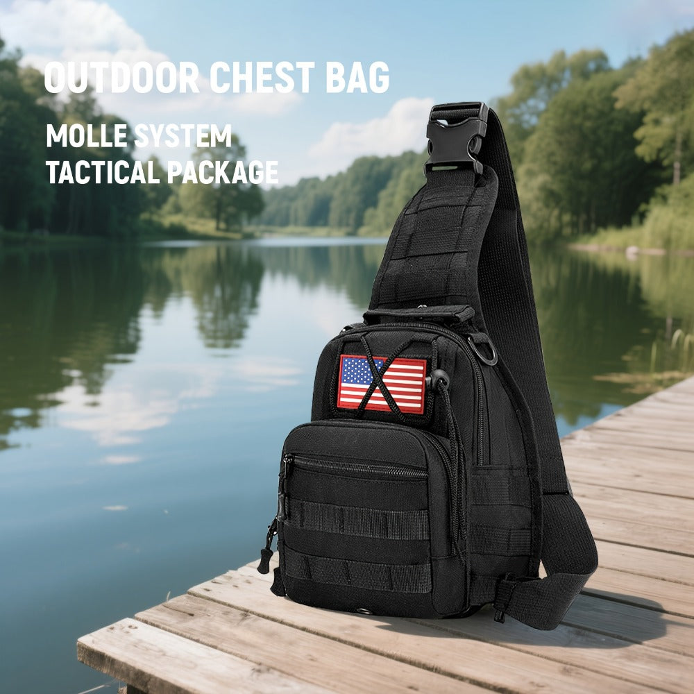 Men's Chest Bag, Durable Oxford Cloth, for Camping, Outdoor Travel, and Cycling, Crossbody Bag with Phone Pocket, Outdoor Leisure Single-Pack Backpack