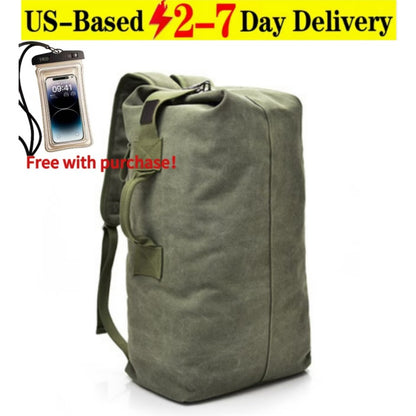 Men'S Large-Capacity Backpack: Adjustable Shoulder Straps, Multi-Compartment Design And Side Pockets. Ideal for Outdoor Trips Or Daily Use. Large-Capacity Canvas Backpack, Outdoor Hiking Bag, Travel Duffel, Men'S Sports Bag. Bonus Phone Pouch