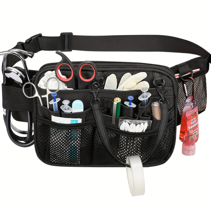Nurse Belt Bag with Tape Holder, Multi Compartment Medical Gear Pocket Nursing Organizer Belt Bag, Apron Hip Bag Utility Waist Pack for Stethoscopes Bandage Scissors Medical Supplies