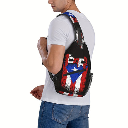 A Versatile Crossbody Chest Bag Featuring The Puerto Rico Flag, Perfect for Hiking And Other Activities. This Spacious And Stylish Shoulder Bag Is Durable And Ideal for Shopping, Work, Leisure Travel, Beach Outings