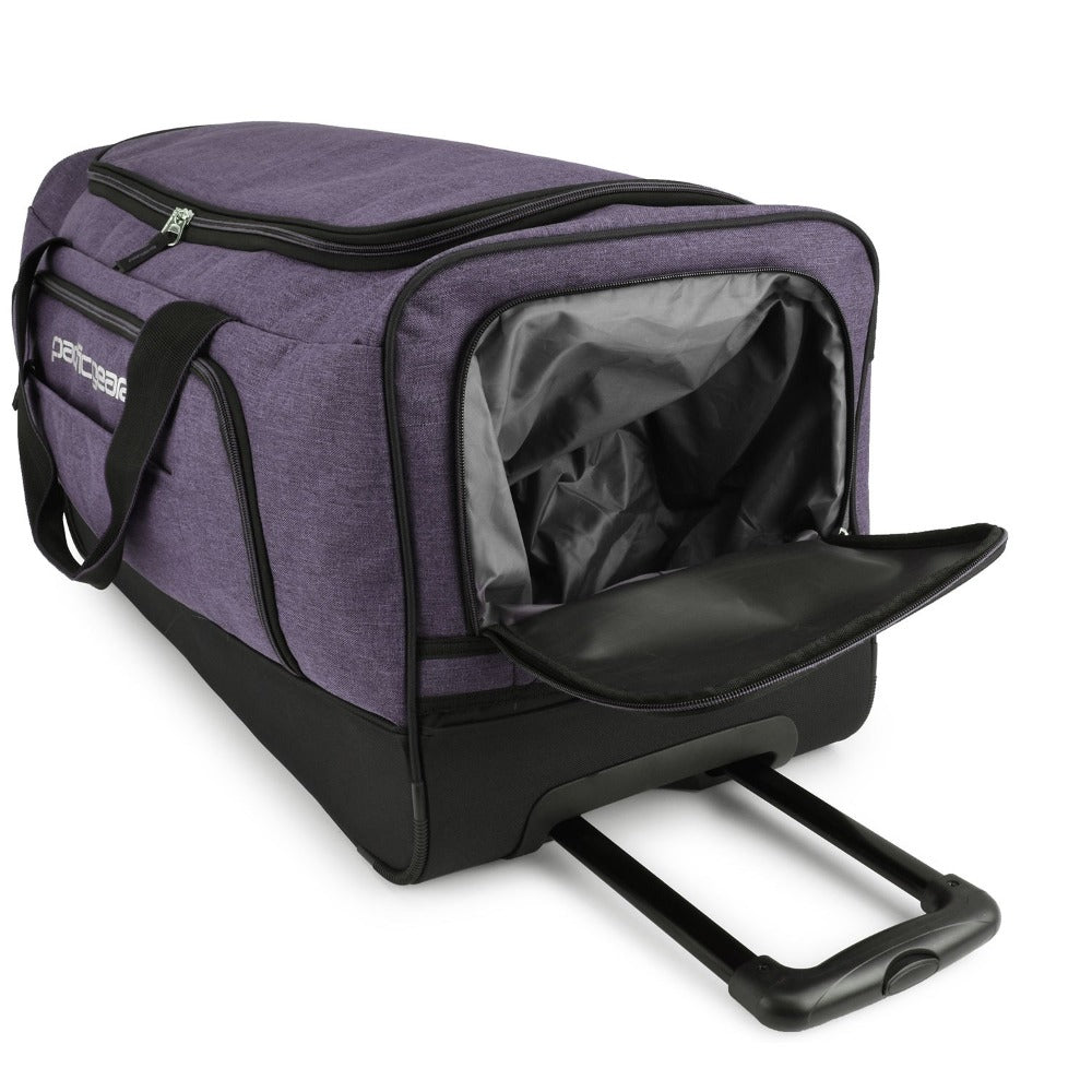 Pacific Gear Keystone 30" Polyester Upright Rolling Duffel Bag | Large Capacity, Lightweight, Retractable Handle & Recessed Wheels | Navy, Bright Red, Black, Grey, Purple, Olive - for Sports, Long Trips, & Camping