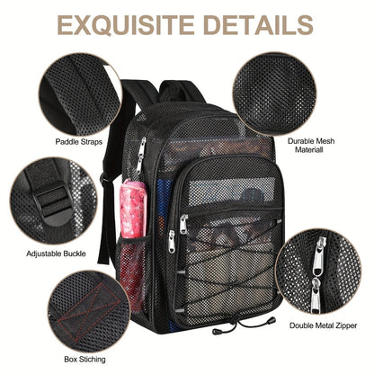 Clear PVC Backpack with Side Mesh Pockets, Suitable for School, Stadiums, Concerts and Daily Use, for Teenager