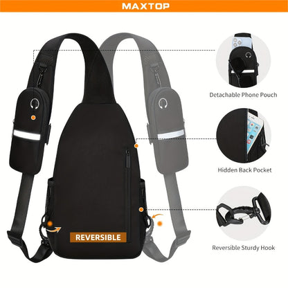 Sling Backpack Crossbody Sling Bag with Detachable Phone Pouch for Women Men Multipurpose Travel Hiking Chest Bag