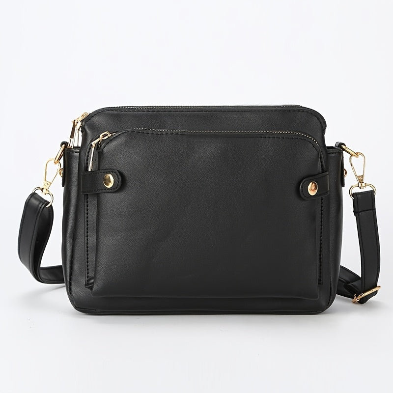 Cross-border Popular Bags Women's Bags European and American Retro Three-layer Messenger Bags Three LayerLeather，Perfect for Valentine's Day, Mother's Day, and as a Gift for Girlfriends and Mothers. Suitable for Various Occasions