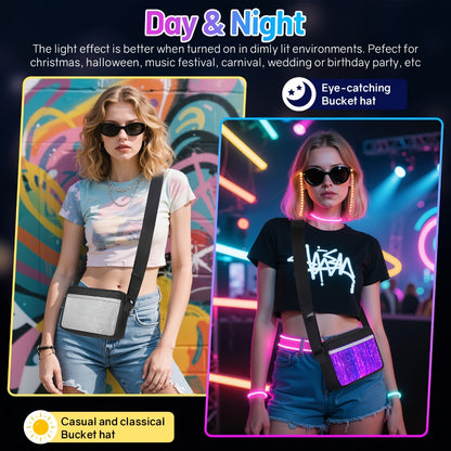 LED Crossbody Bag Small Light Up Purse Glowing Handbags Mini Shoulder Bags Women Luminous Wallet for Party