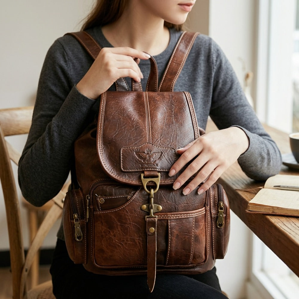 Laptop Backpack – 11 Pockets, PU Leather, Convertible, Waterproof | Bag Vero – detail view 9